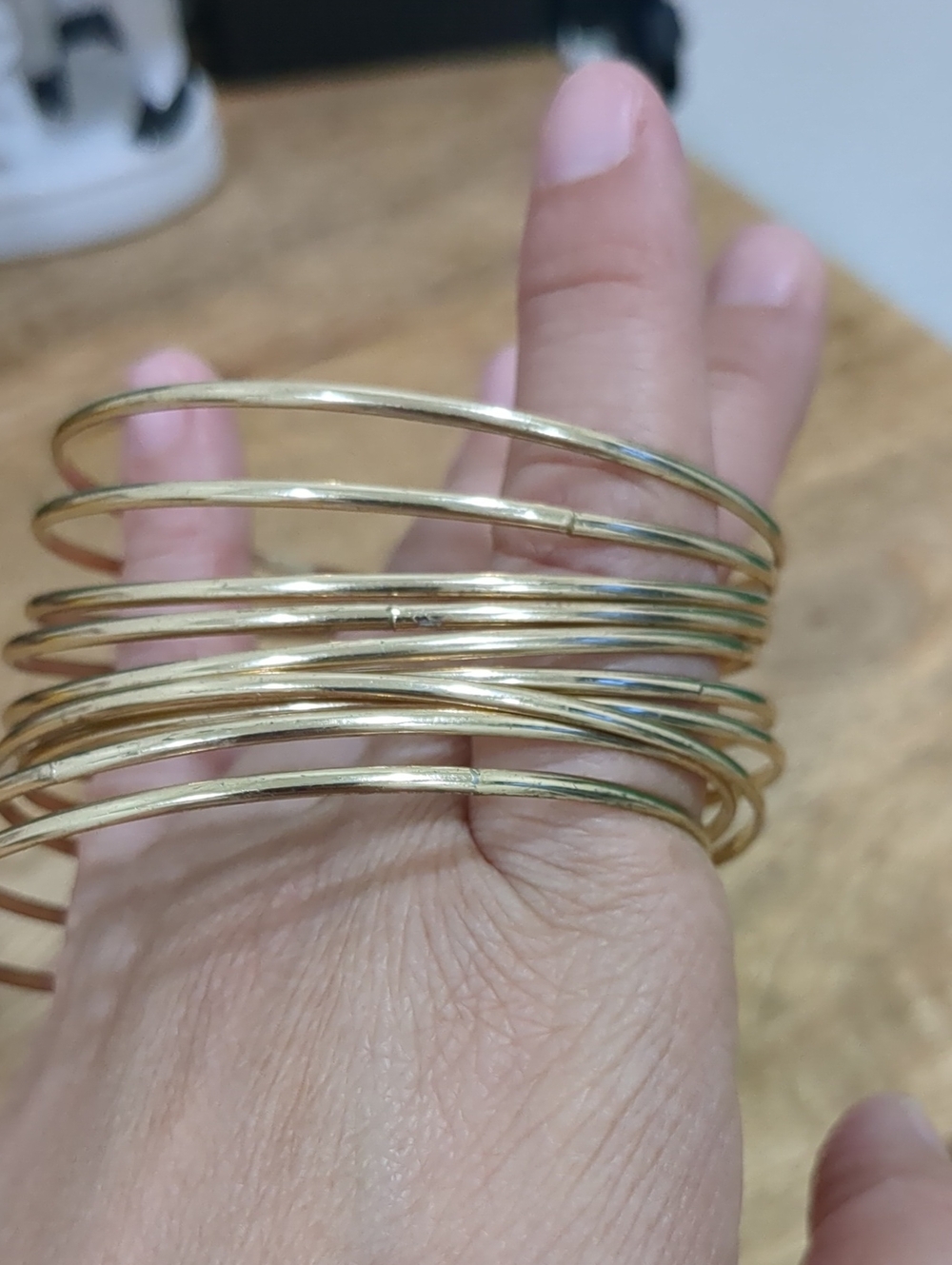 Gold Tone Snake Rhinestone Multi-Band Bangles Set - Picture 6 of 8